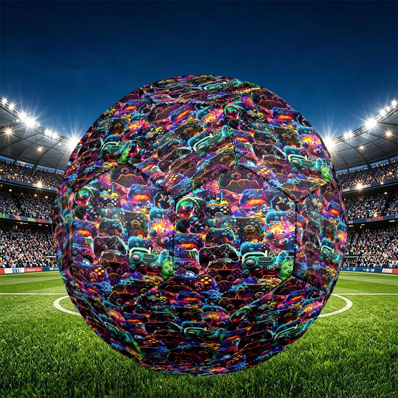 Game on Print Size 5 Soccer Ball, PU Wear Resistant Football for Match Training and Daily Practice, Birthday Gift for Soccer Fans