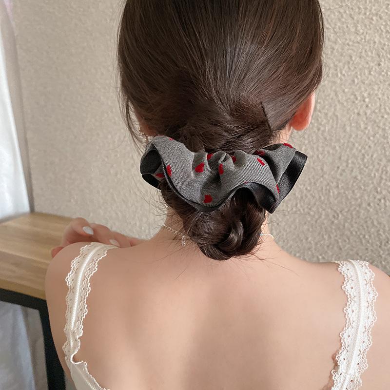 Black Large Intestine Hair Band Women's Hair Rope Bow Headband Temperament Tied Hair Rubber Band Headdress