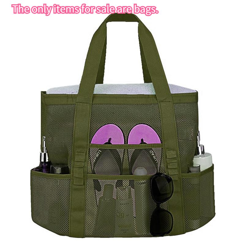 Large Capacity Mesh Beach Tote Bag for Swimming, Shower, Fitness & Travel, Foldable Grocery Zipper Bag, Summer Beach Essential