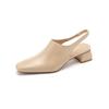 Fashion NEW Spring/Summer Women Sandals Split Leather Shoes for Women Square Toe Chunky Heel Shoes Concise Cover Toe Slingback Sandals
