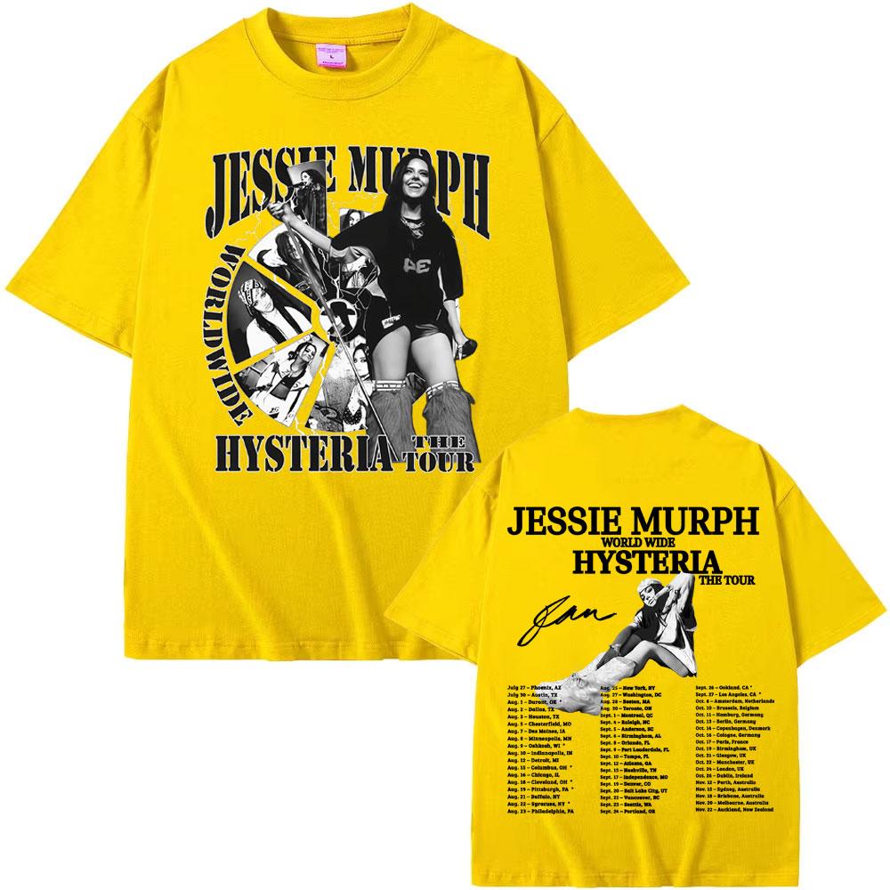 Jessie Murph Worldwide Hysteria Tour T-shirt 2025 Music Sad Girl Concert T-shirts Men Women Retro Hip Hop Fashion Cotton T Shirt