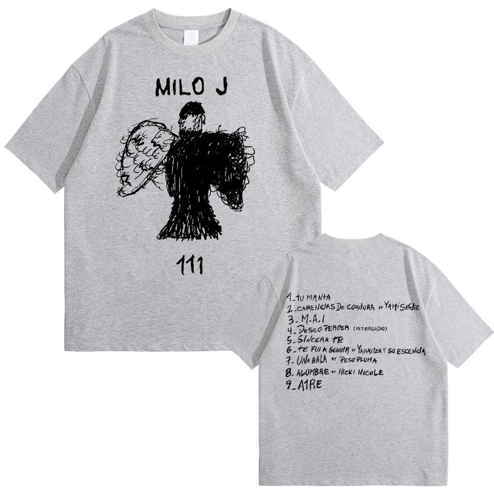 Rapper Milo J 111 Album Double Sided Print T Shirt Men Hip Hop Fashion Tshirt Male Rap Oversized T-shirt Men's Cotton T-shirts