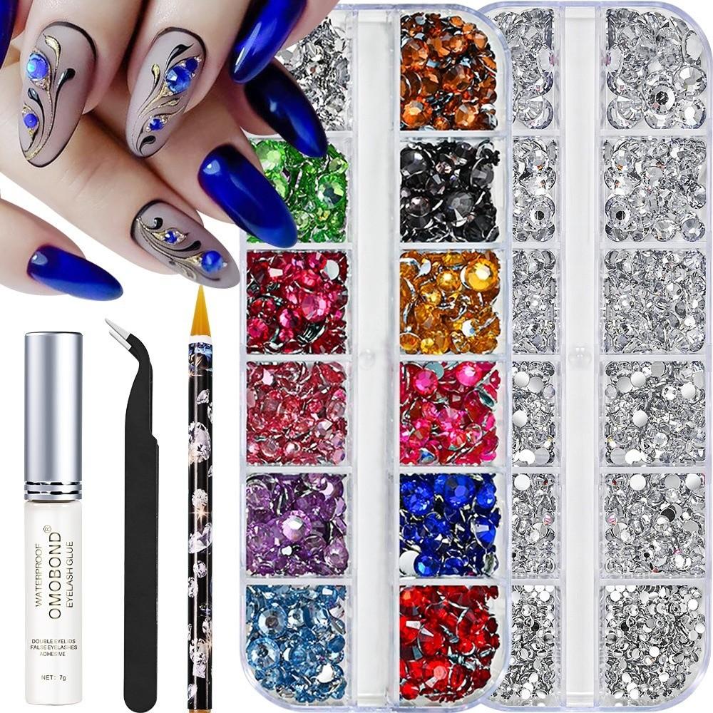 Glitter Finish Resin Rhinestone Kit DIY Decoration Flatback Gems Jelly Rhinestones  for Nail Art