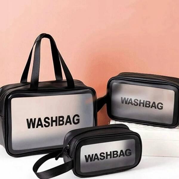 Ecarla Zestaw 3 Kosmetyczek Washbag Czarne Ks83Cz