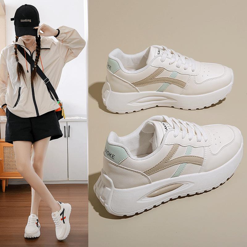 Printemps nouvelles chaussures décontractées pour femmes polyvalentes chaussures Forrest Gump à plateforme rehaussante version coréenne chaussures de course petites chaussures blanches tendance chaussures de sport
