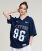 Leijibi Mixed Mesh Rugby Jersey Top Oversized Short Sleeve W Athletic Wear Short Sleeve T-Shirt Navy