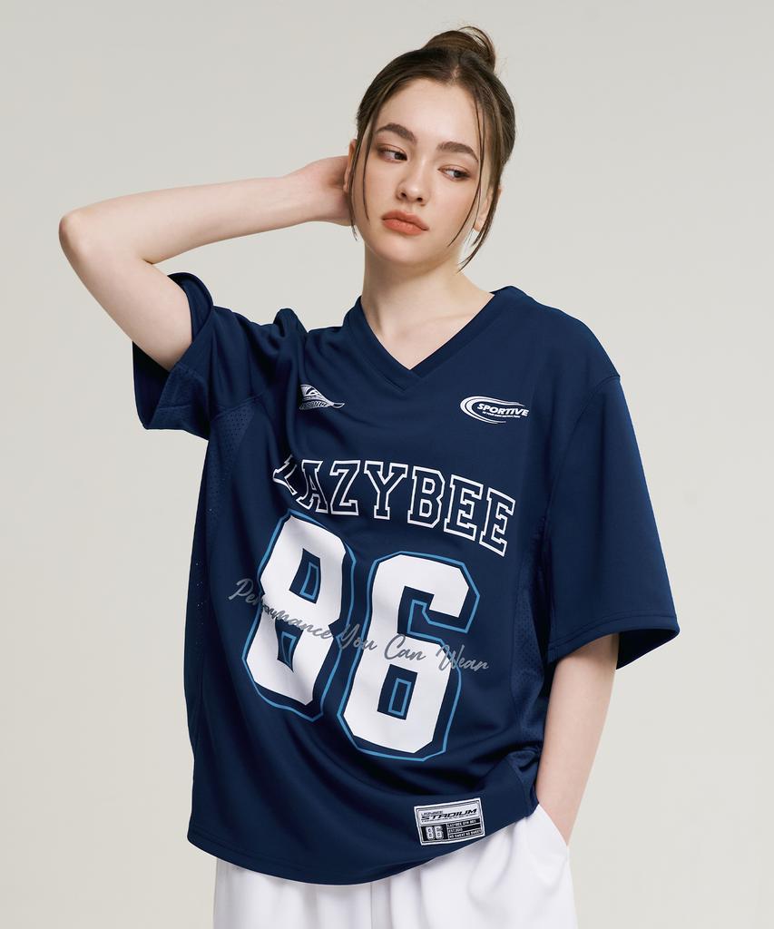 Leijibi Mixed Mesh Rugby Jersey Top Oversized Short Sleeve W Athletic Wear Short Sleeve T-Shirt Navy