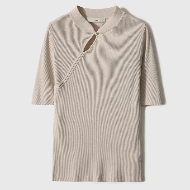 Women Sweaters Pullovers 2025 Summer Short Sleeve Stand Collar Black Slim Knitted Sweater Women Tops Pullover JJ222