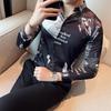 Four Seasons Men's Fashion Long Sleeve European & American Print Shirt 2703