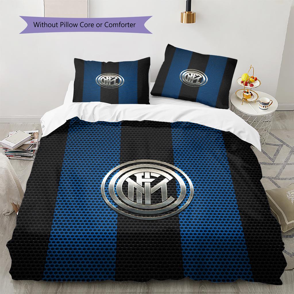 FC Internazionale Milano Vzorované povlečení Domácí dekorace Narozeninový dárek (1 * povlak na přikrývku + 2 * povlak na polštář, bez výplně)