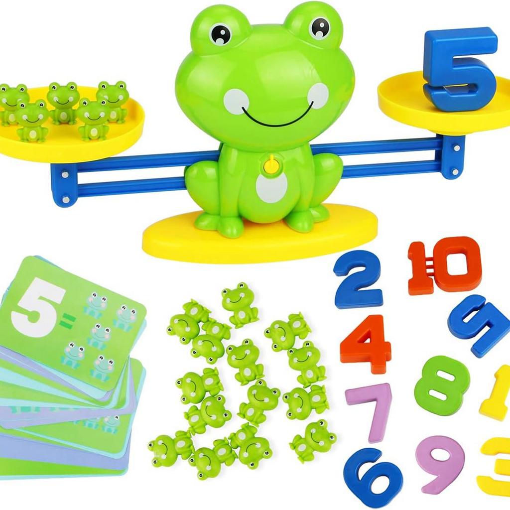 Kids Frog Balance Scale Cute Cartoon Enhance Cognitive Ability Math Counting Toy Interactive Frog