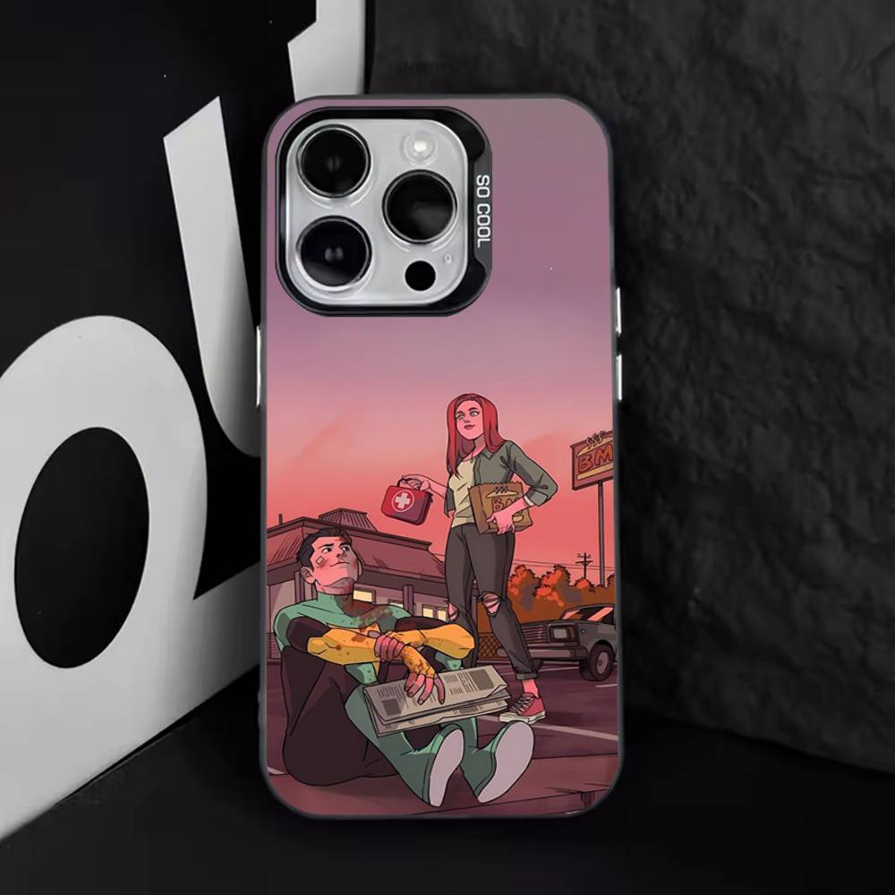 

I-Invincible Wallpaper Cool Phone Case For iPhone 17,16,15,14,13,12,11,Pro,XS,Max,Plus,Mini,SE4,E Black Matte Shockproof Cover iPhone17Air