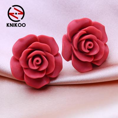 Boucles d'oreilles rouges pour femmes, bijoux à la mode pour fête de mariage, boucles d'oreilles fleuries, cadeaux