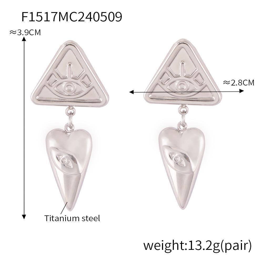 Design Female Hip-Hop Personality Trend Titanium Steel Plated 18K Gold Geometric Devil'S Eye Fringed Earrings Set