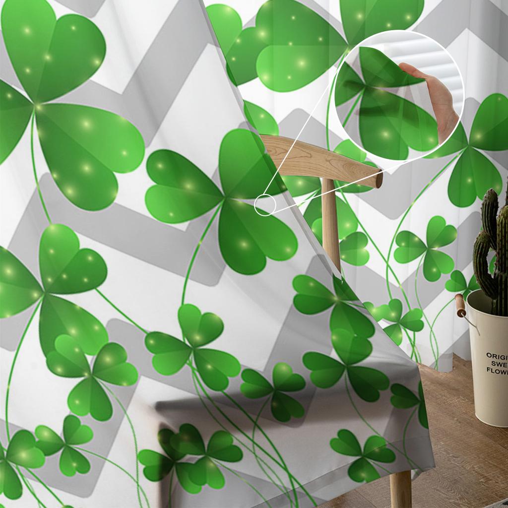 Clover Gray Ripple Geometric Chiffon Sheer Curtains for Living Room Bedroom Home Decoration Window Voile Tulle Curtain Drapes