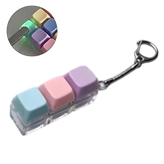 2/3/4/9-Keys Keyboard Fidget Toy, Stress Relief Push Button Finger Clicker Toy, LED Light-up Mechanical Keyboard Fidget Keychain
