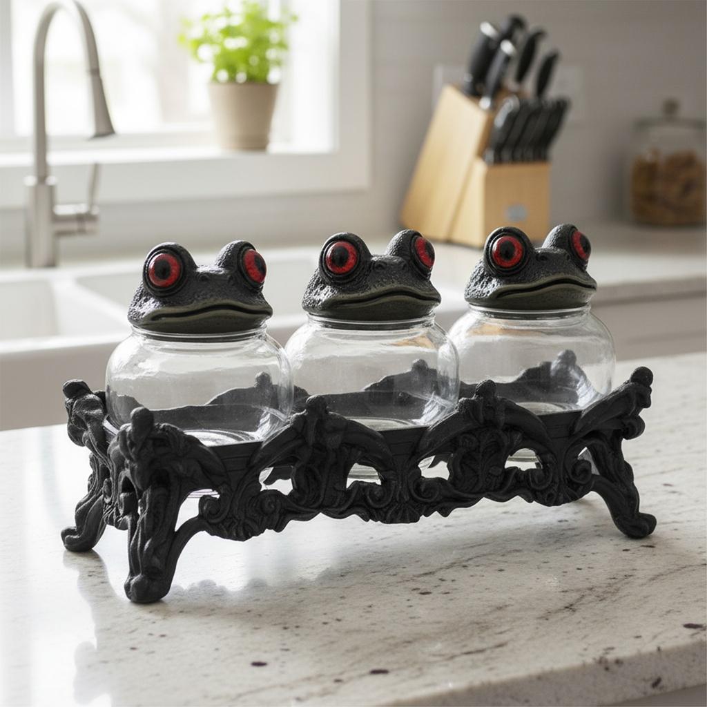 3-teiliges Frosch-Gewürzglas-Set Klare Gewürzgläser Leere Gewürzbehälter für Salz Pfeffer Gewürze Teeblätter