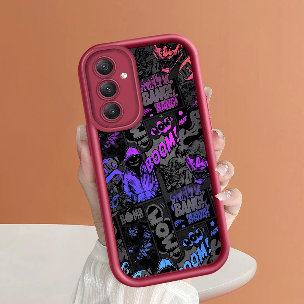 Soft Silicone Square Ladder Printing Pattern Phone Casing Full Cover Camera Shockproof Protection Rubber Case for Samsung