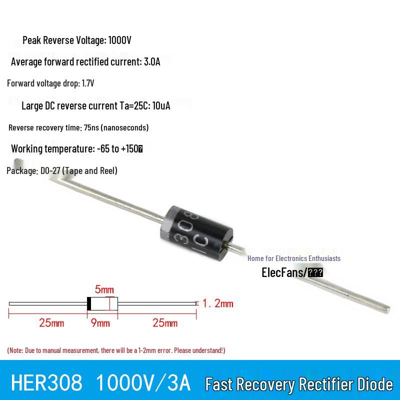 Plug-in Diode Switch/Rectifiers 1N4007, 5408, 1N5819, 1N4148, 5822, 6A10, 10A10