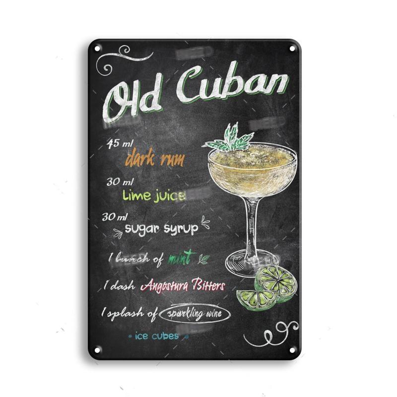 Vintage Metal Tin Sign Decorations Gin & Tonic Cocktail Plate Decorative Poster Plaque Bar Kitchen Home Wall Decor 8 X 12 Inch
