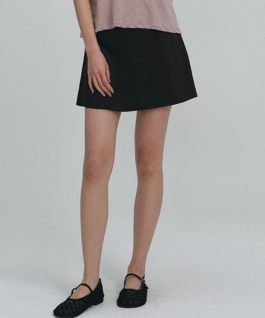 LOEIL Silky Satin Mini Skirt - Black