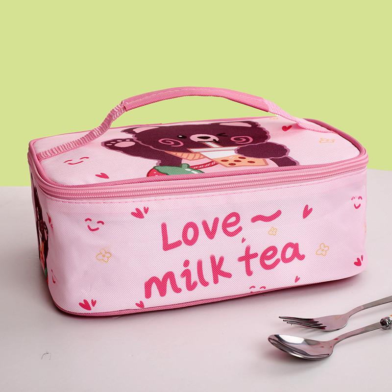 Cartoon Insulated Bento Bag For Kids With Aluminum Foil Lunchbox Carrier For School Or Travel