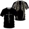 Angel Wings Cross 3D Printed T Shirt Men Women Fashion Cool and Fun Short Sleeve T Shirt