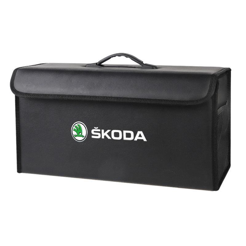 HIAQ2 Car Trunk Storage Box Leather Tidying Organizer Bag For Skoda Octavia Superb Rapid Kodiaq Karoq Fabia Kamiq Vision RS Yeti Scala