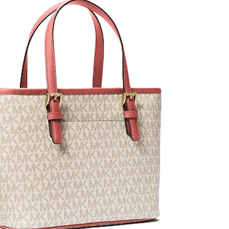 New MICHAEL KORS Canvas Tote Bag, Shopping Bag, Shoulder Bag, Handbag Women's Vanilla White 35T9GTVT0B-TEA-ROSE-MLT