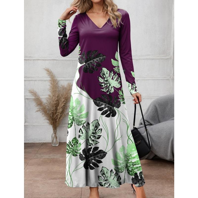 BITCED Fashion Autumn Winter Long Sleeve V-Neck Casual Dresses