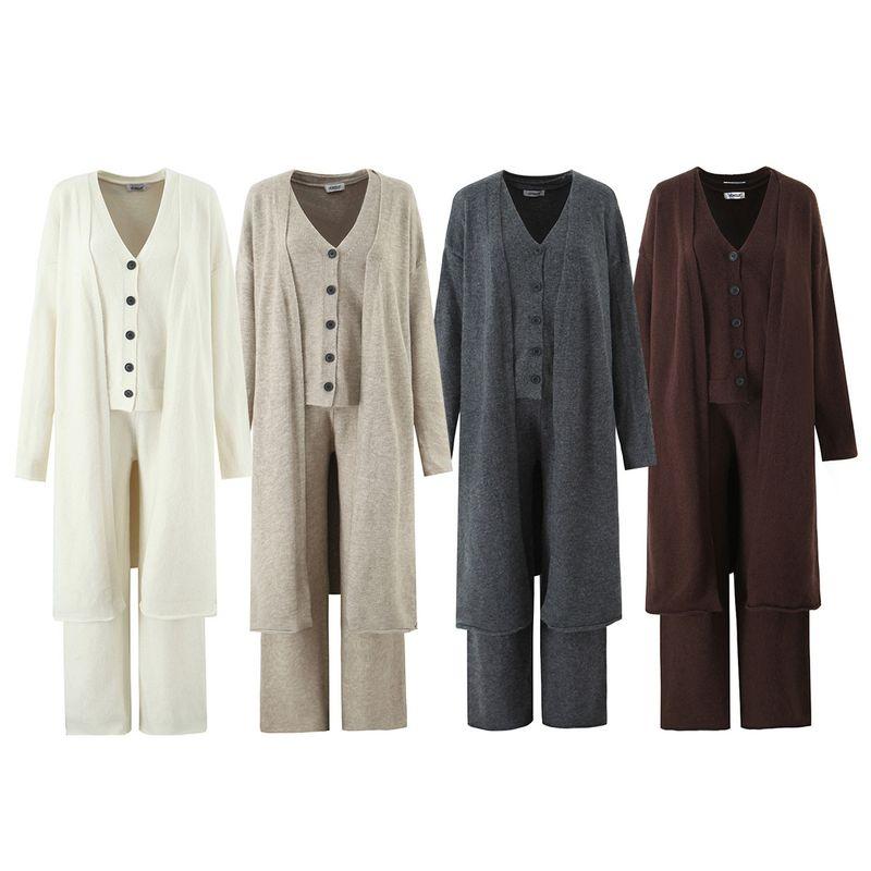 Za Autumn and Winter New Arrivals Women's Clothing Zr European and American Style Fashionable Versatile Vest Pants Cardigan Three-Piece Sweater Set