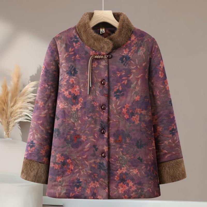 

Зимняя одежда бархатная куртка с подкладкой женская новая утолщенная теплая хлопковая одежда свитер для пожилой женщины 5XL [recommended 150-80kg] фиолетовый