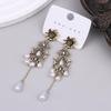 French Retro Light Luxury Flower Imitation Pearl Water Droplet Tassel Earring Medieval Vintage Court Style Jewelry Gift