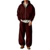 Winter Hooded Zip-Up Sweatshirt and Sweatpants Set Matching Tracksuit for Women and Men