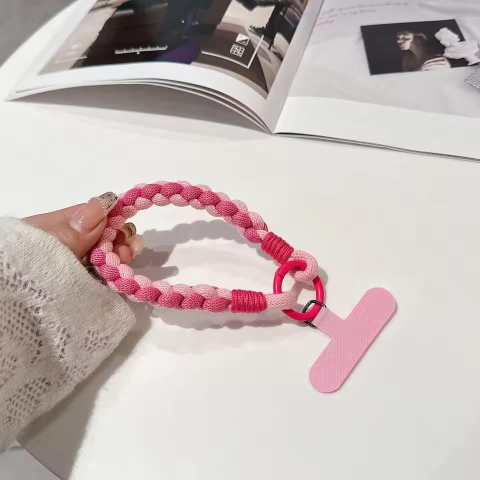 

Creative Women Mobile Phone Universal Lanyard Wrist Strap Hand Pull Short Rope Mobile Phone Decorative Pendant Accessories рожевий