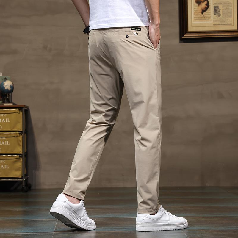 Men's Summer Slim Fit Four-Way Stretch Ice Silk Pants - Trendy Casual Straight Leg Suit Style