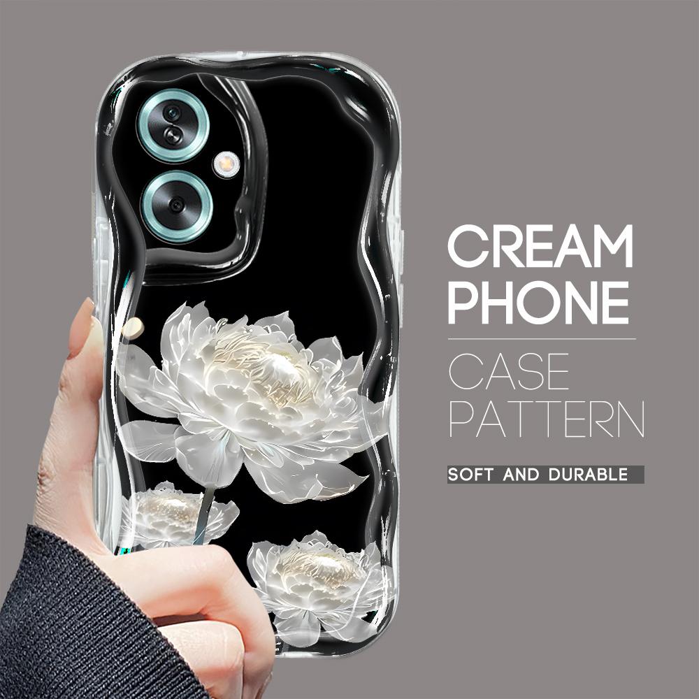 Roztomilý kreslený vzor s krémovou texturou Pouzdro s vlnitým okrajem, měkký silikonový kryt, pouzdro na telefon OPPO Reno Realme