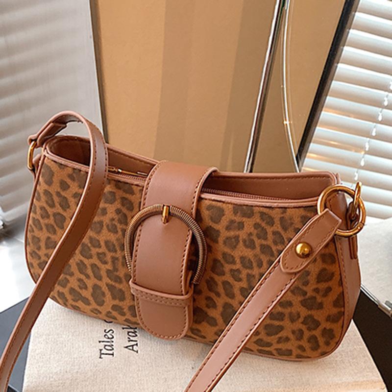 High-value Niche Matte Bag Female Leopard Print Autumn New Shoulder Underarm Bag Crossbody Small Square Bag