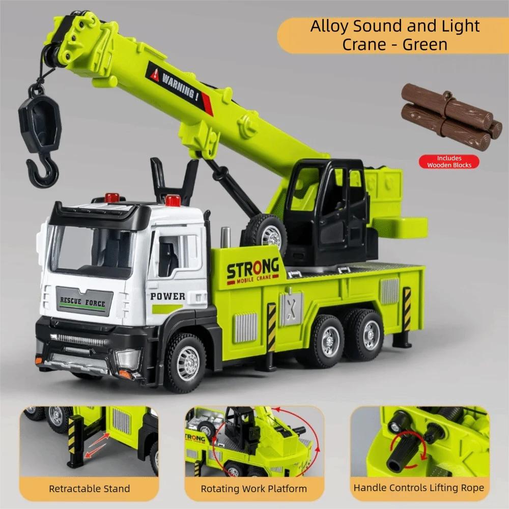 Mixer Models Alloy Crane Rescue Vehicle Sounds Lights Large Size Construction Trucks Electric Inertia Toy Diecast Set