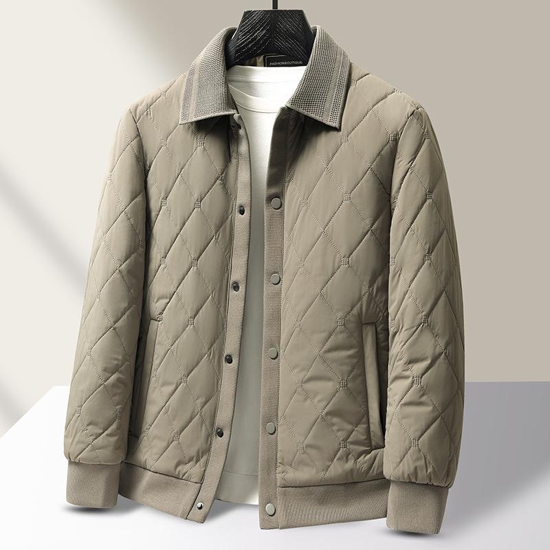 Men's Winter Ribbed Collar Cotton Mulberry Silk Jacket - Business Casual Outerwear
