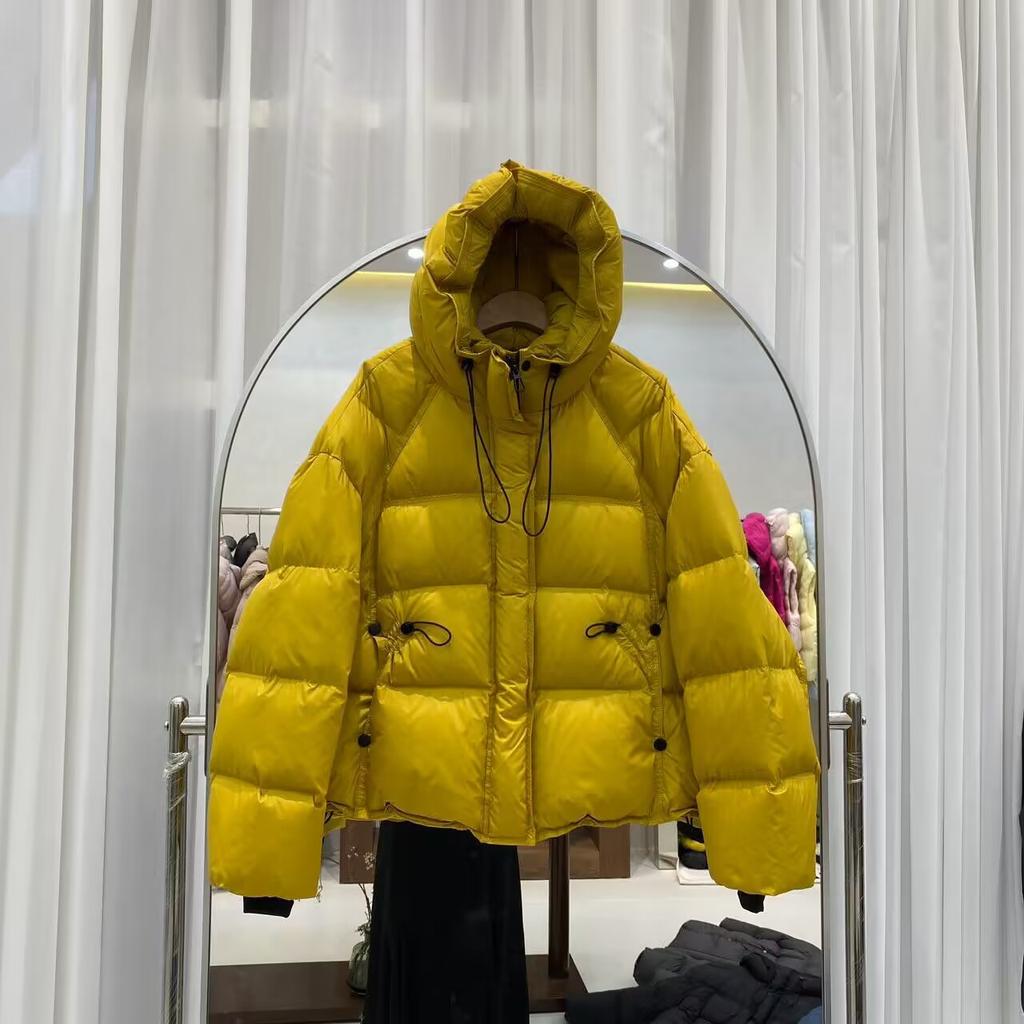 Winter new candy color puff hooded down jacket women's short thickened warm bread jacket household jacket tide