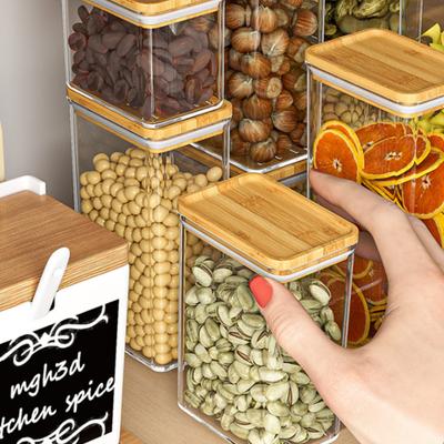 Versiegelter Getreidebehälter Luftdichter Aufbewahrungsbehälter mit Holzdeckel Transparenter Lebensmittelbehälter für Trockenwaren Snacks Teeblätter Bohnen Küche