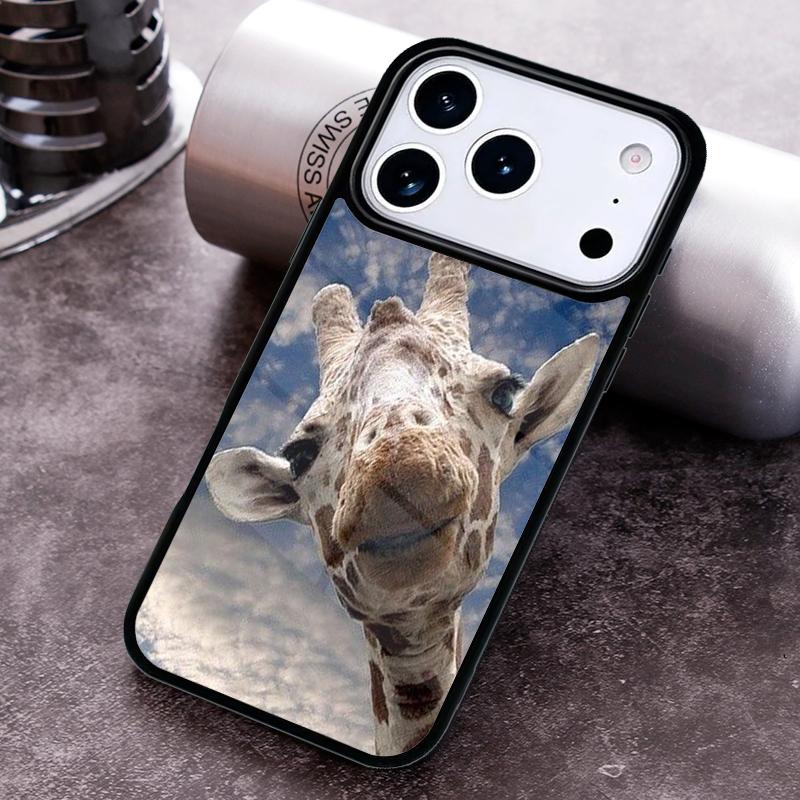 Animal Funy Grey Giraffes with Glasses Phone Case For iPhone 17 16 15 14 13 12 11 Pro Max Plus 17Air Soft Silicone Cover