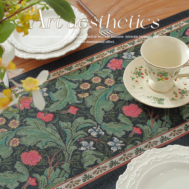 American Vintage Tea Tablecloth Dining Table Decorative Tablecloth Coffee Table with Fringe Table Runner