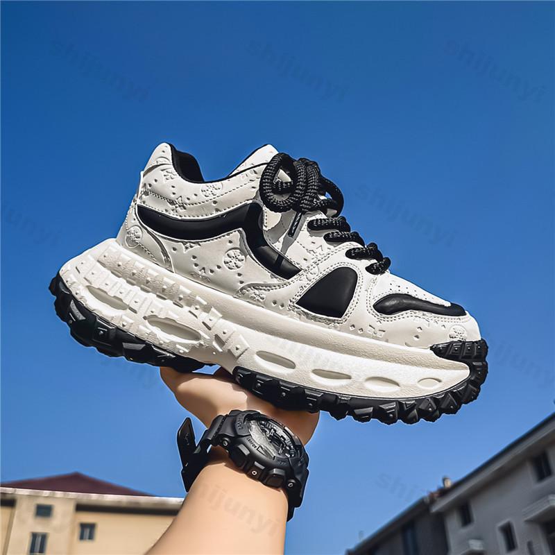 Fashion Men Sneaker Designer Fashion Casual Retro Leather Fabric Height Increased Flat Platform Shoes Student Lace Up Running Shoes