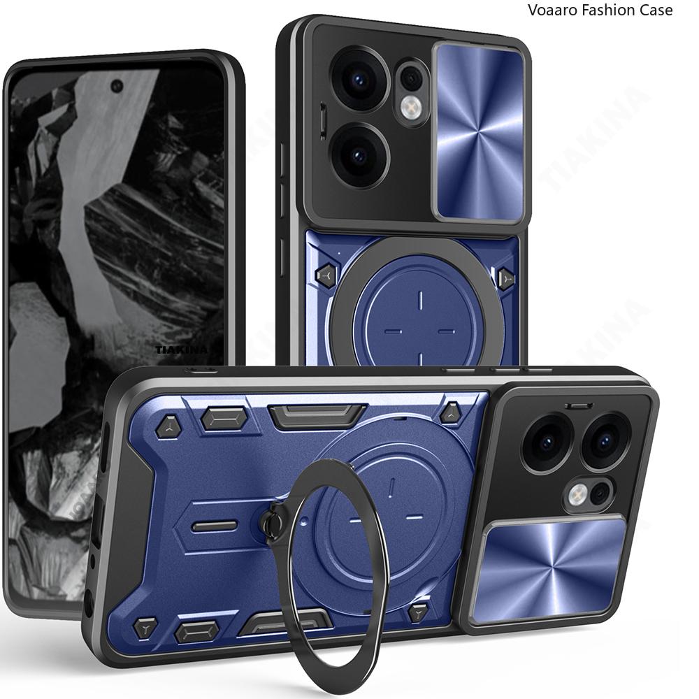 Slide Lens Push Window Armor Funda for OPPO Reno13 F Case for Reno12 Reno13 Reno 12 13 Pro F 5G Case Magnetic Ring Stand Cover