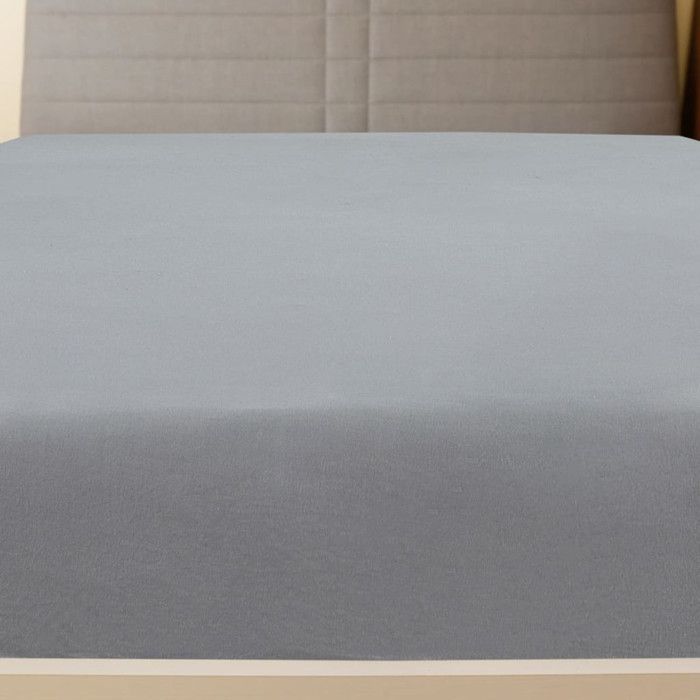 136200 vidaXL Drap-housse Jersey Gris 90x200 cm Coton