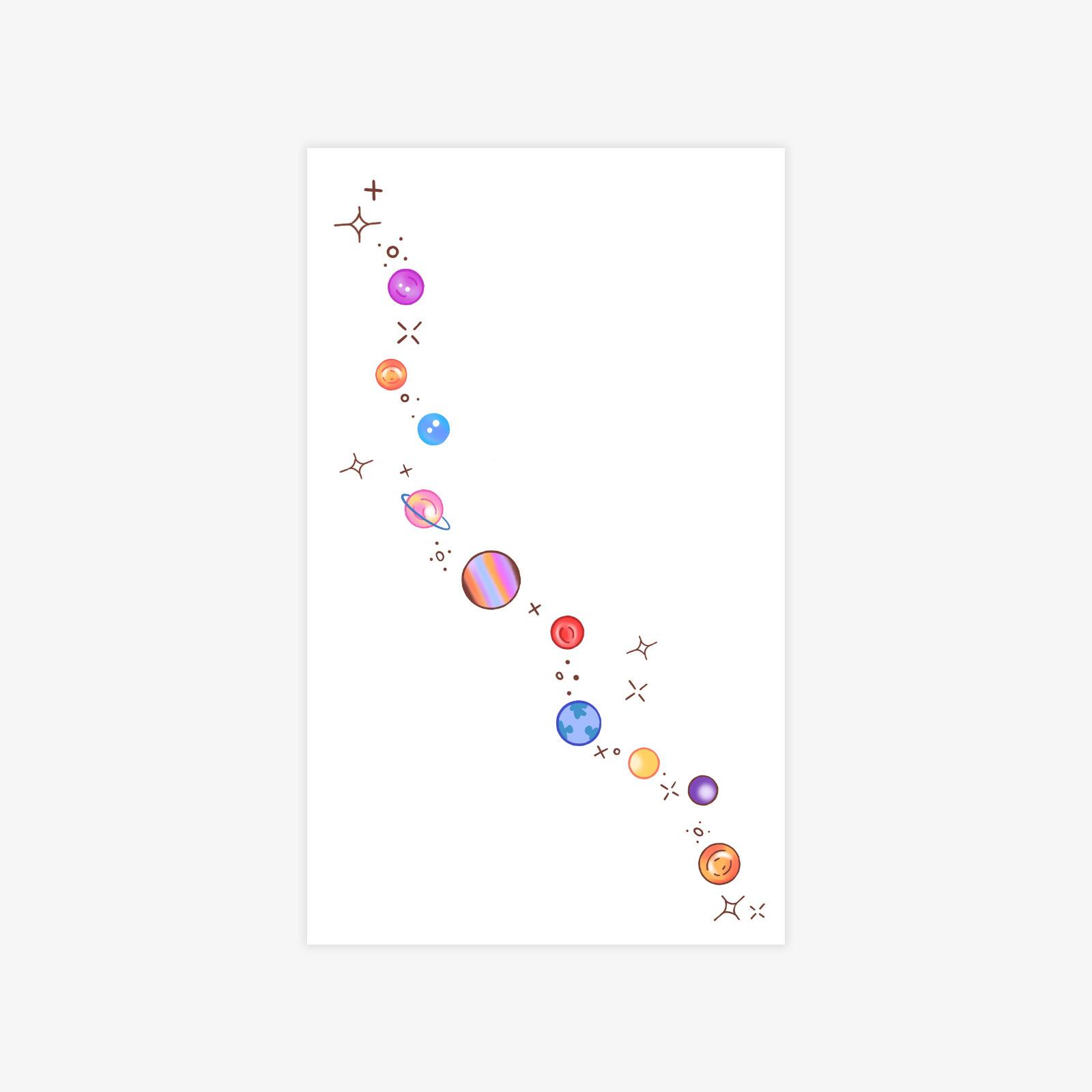 High Value Dopamine Beautiful Color Babes Sweet Cool Planet Tattoo Sticker 9*15