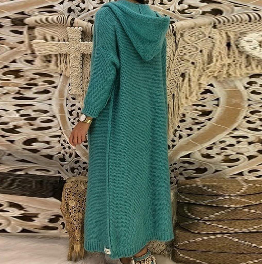 Womens Long Cardigan Sweaters Hooded Knitted Oversized Sweater Coat
