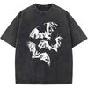 Übergroße Herren Grafik T-Shirts Fledermausprint Vintage Hemd Streetwear Säurewäsche Baumwoll T-Shirt Baggy Y2k Kurzarm Tops